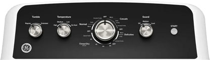 GE - 7.2 Cu. Ft. Electric Dryer with Long Venting up to 120 Ft - White with Matte Black