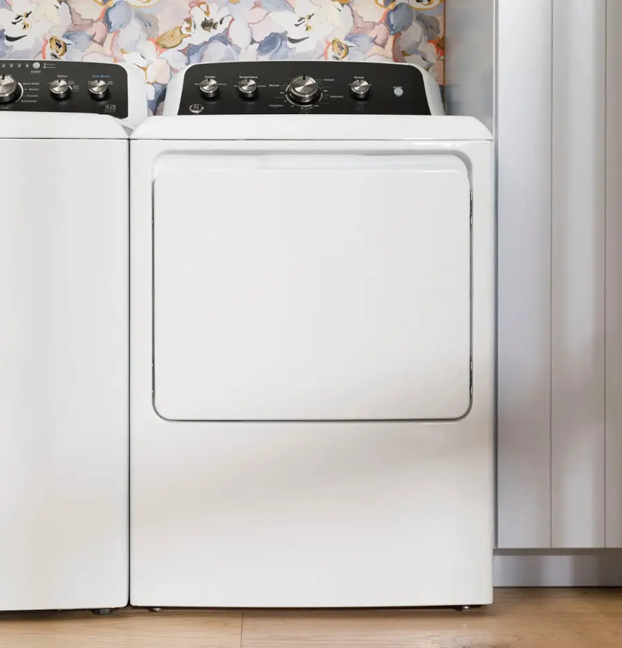 GE - 7.2 Cu. Ft. Electric Dryer with Long Venting up to 120 Ft - White with Matte Black