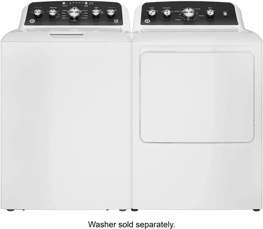 GE - 7.2 Cu. Ft. Gas Dryer with Auto Dry - White with Matte Black