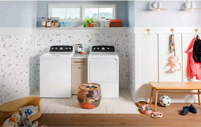 GE - 7.2 Cu. Ft. Gas Dryer with Auto Dry - White with Matte Black