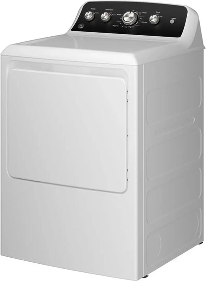 GE - 7.2 Cu. Ft. Gas Dryer with Auto Dry - White with Matte Black