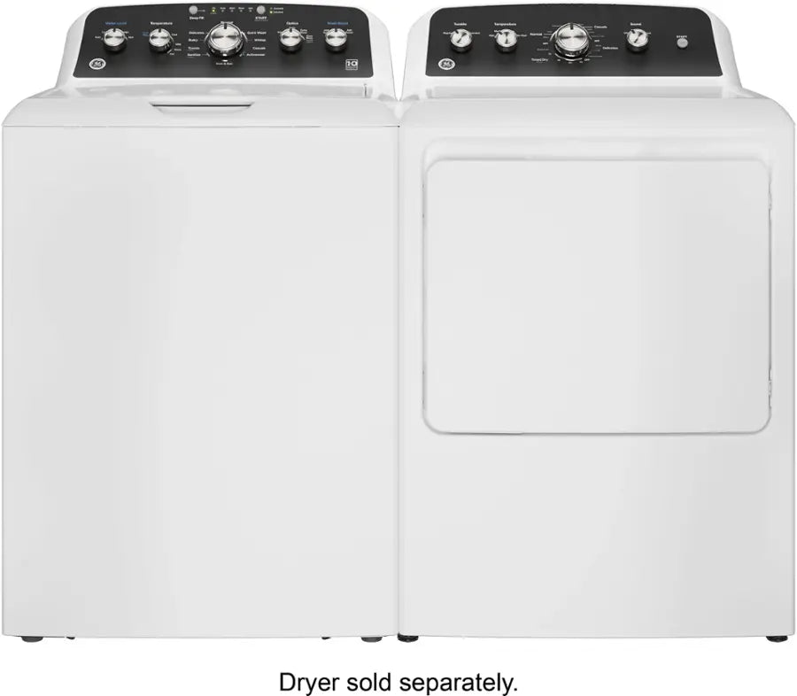 GE - 4.5 Cu. Ft. High-Efficiency Top Load Washer with Deep Fill and Cold Plus - White with Matte Black