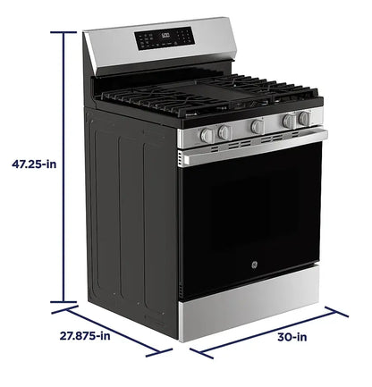 GE - 5.3 Cu. Ft. Freestanding Gas Convection Range with Steam Cleaning and EasyWash Oven Tray - Stainless Steel
