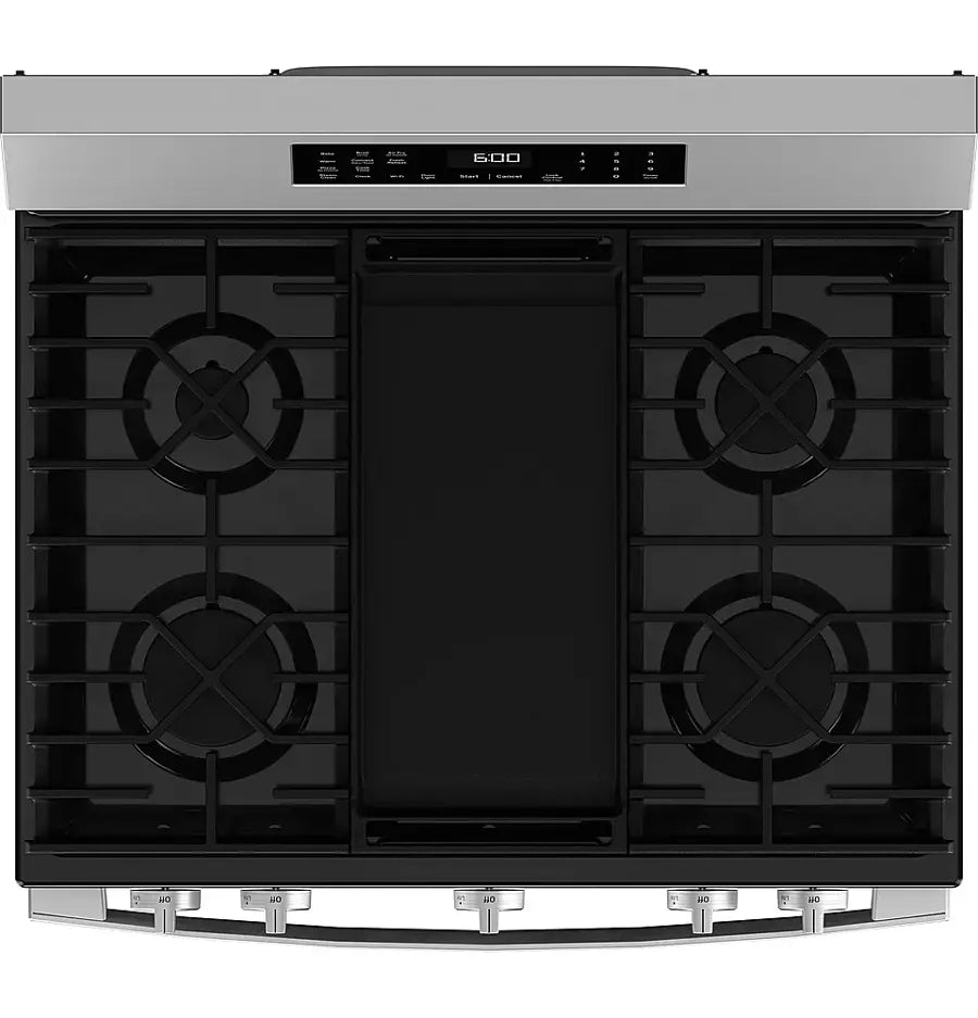 GE - 5.3 Cu. Ft. Freestanding Gas Convection Range with Steam Cleaning and EasyWash Oven Tray - Stainless Steel