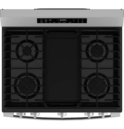 GE - 5.3 Cu. Ft. Freestanding Gas Convection Range with Steam Cleaning and EasyWash Oven Tray - Stainless Steel