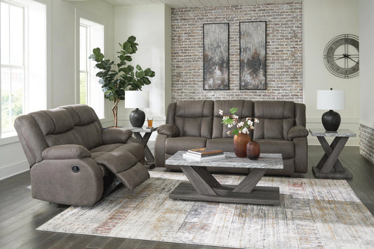 First Base Manual Reclining Sofa and Loveseat
