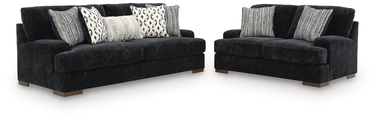 Whitmore Manor 2-Piece Sofa and Loveseat - Black Pearl