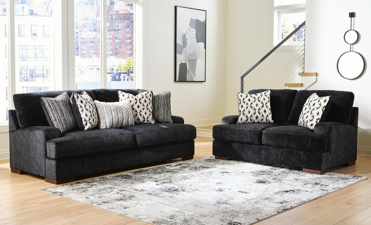 Whitmore Manor 2-Piece Sofa and Loveseat - Black Pearl