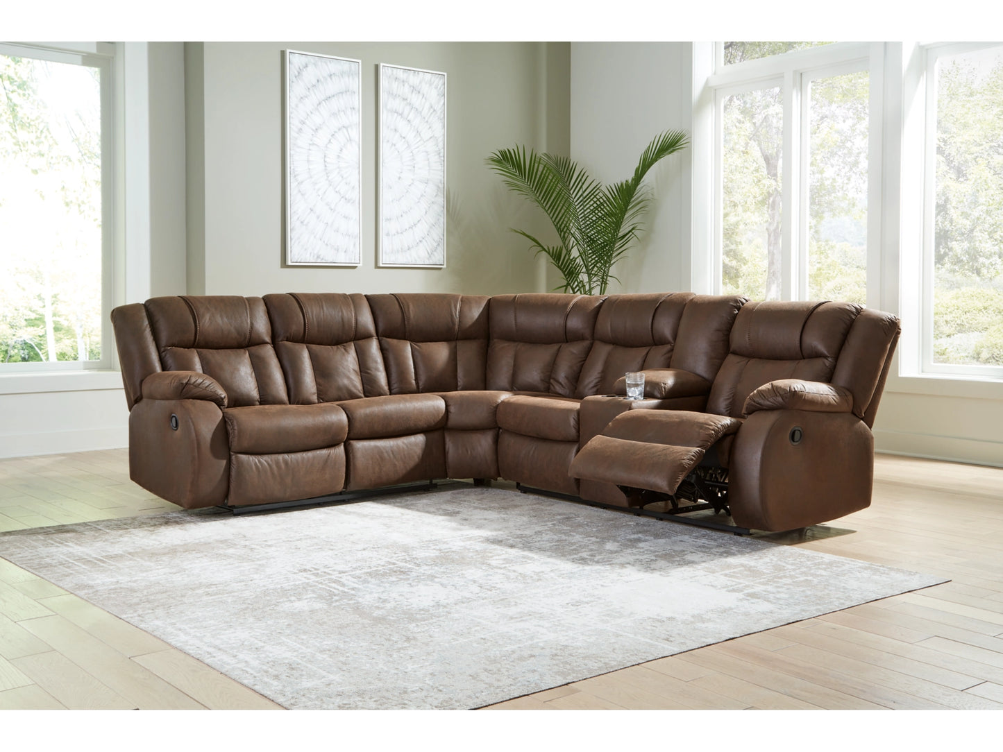 Trail Boys 2-Piece Manual Reclining Sectional with Console - Walnut