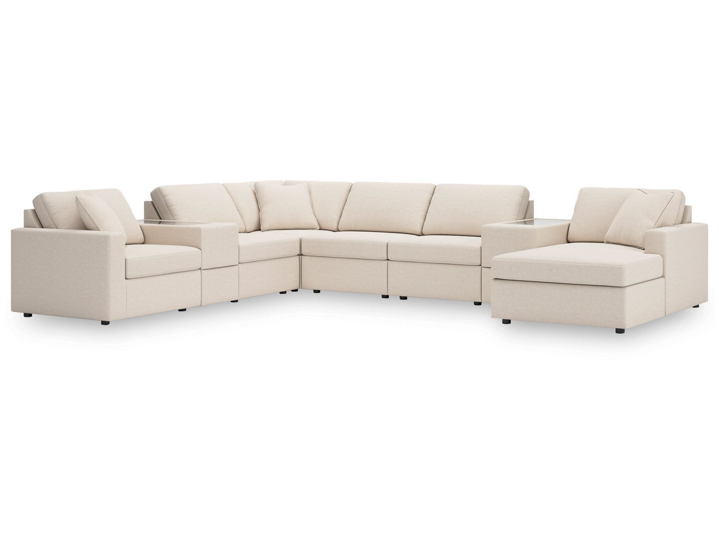 Modmax 8-Piece Modular Next-Gen Nuvella™ Performance Fabric Sectional with Chaise and Storage Consoles