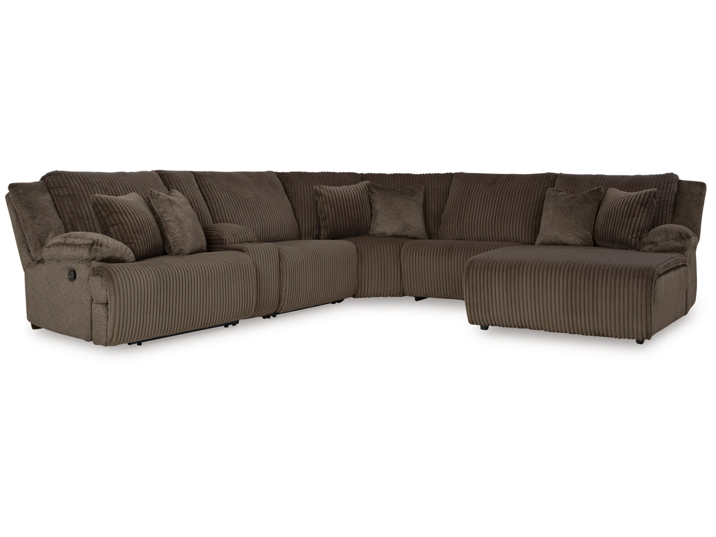 Top Tier 6-Piece Manual Reclining Modular Sectional with Chaise and Console - Chocolate