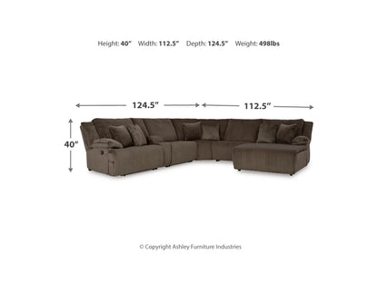 Top Tier 6-Piece Manual Reclining Modular Sectional with Chaise and Console - Chocolate