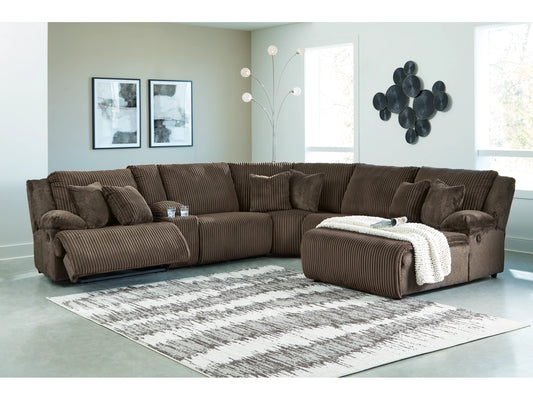 Top Tier 6-Piece Manual Reclining Modular Sectional with Chaise and Console - Chocolate