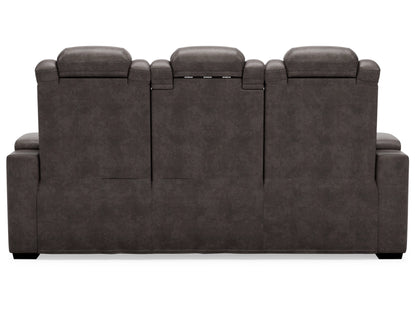 HyllMont Dual Power Reclining Sofa - Gray