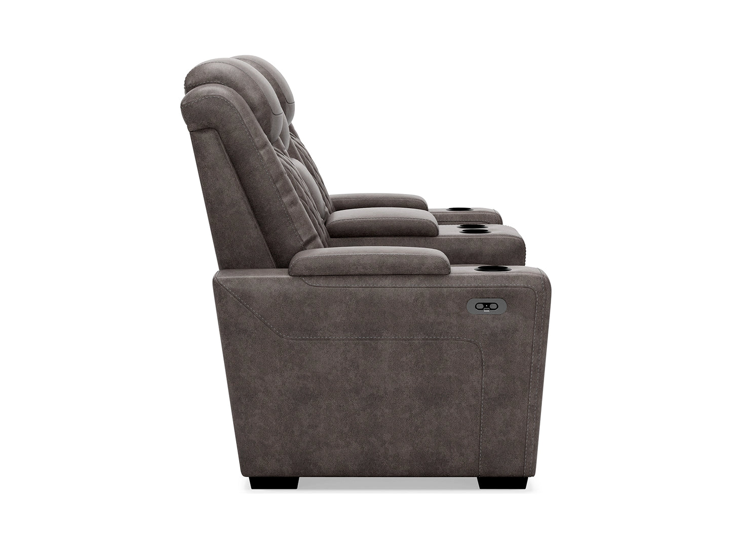 HyllMont Dual Power Reclining Loveseat with Console - Gray
