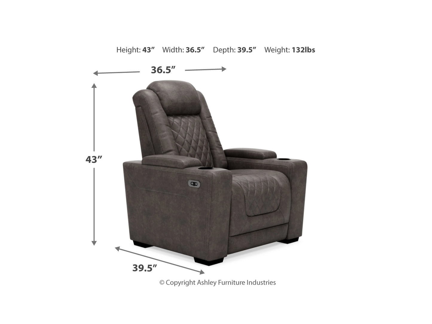 HyllMont Dual Power Recliner - Gray
