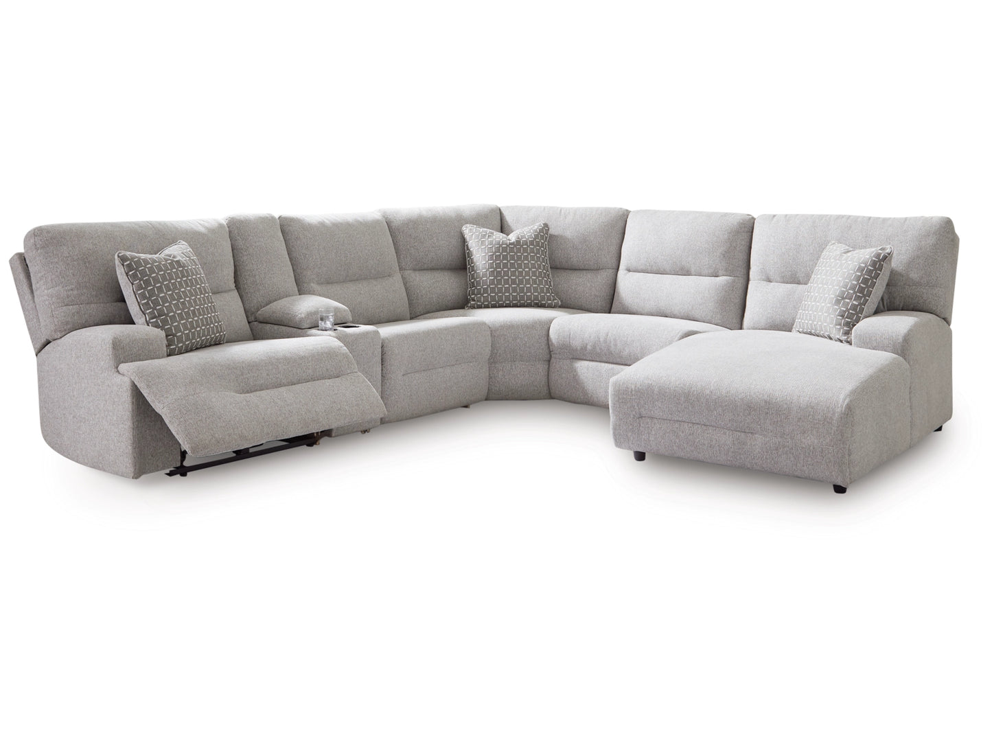 Acklen Place Next-Gen Nuvella™ Performance Fabric Dual Power Reclining Modular Sectional with Chaise -  Pewter