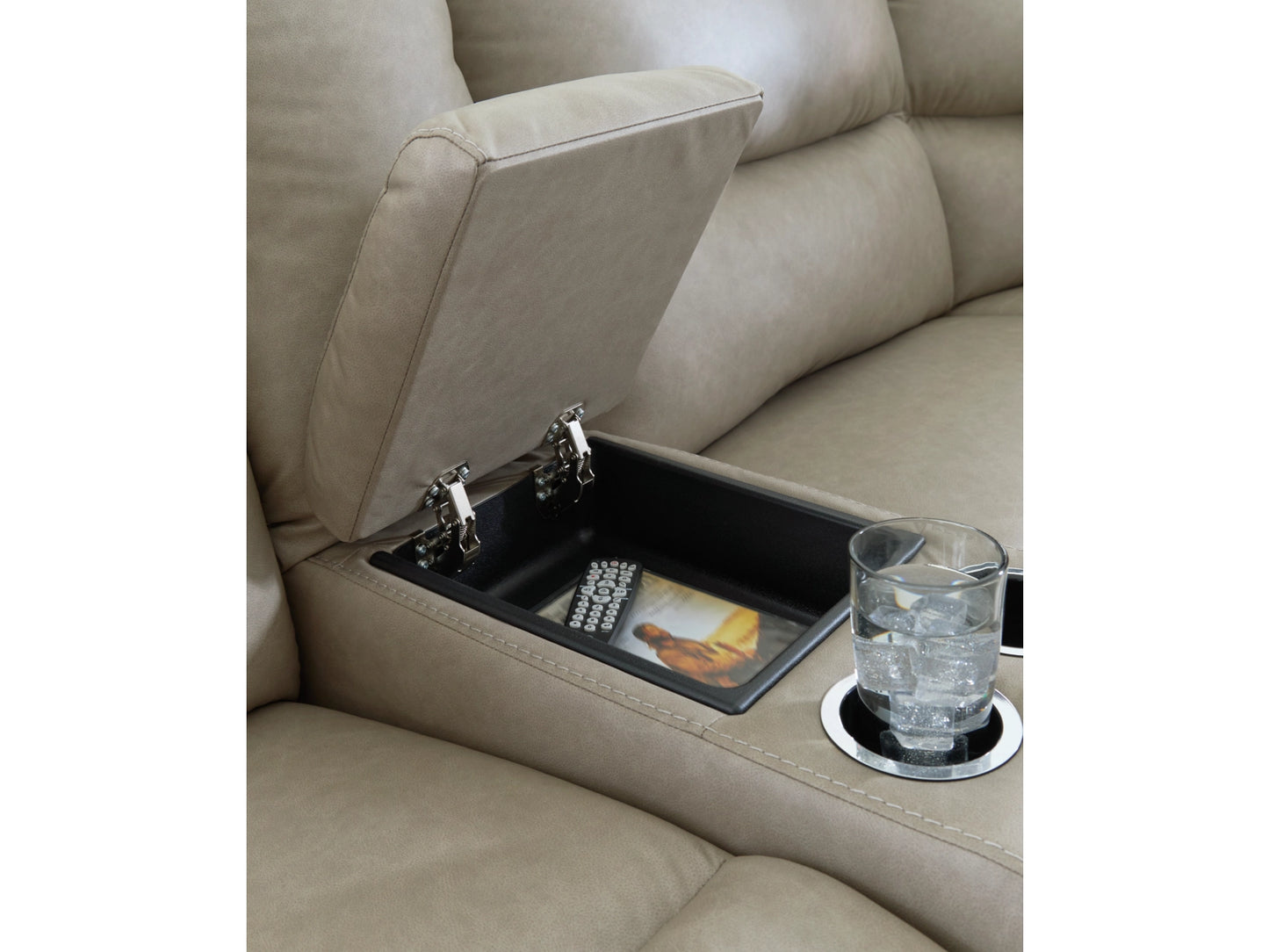 Brannigan 6-Piece Dual Power Reclining Modular Sectional with Storage Console - Pebble