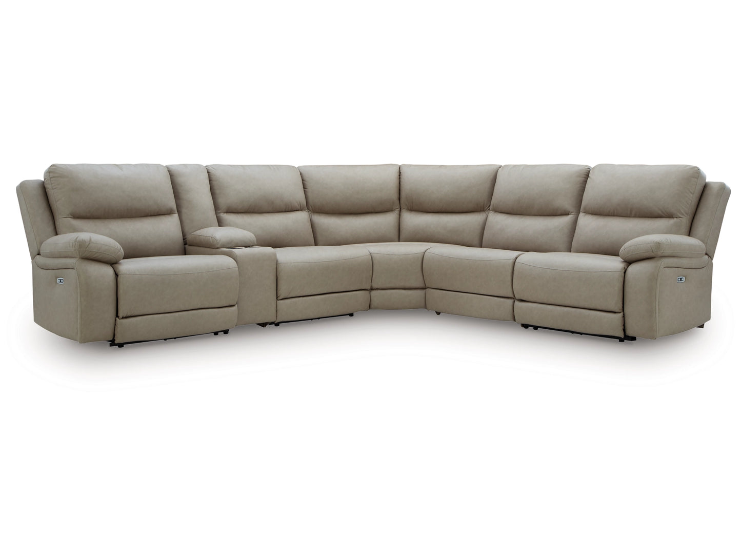 Brannigan 6-Piece Dual Power Reclining Modular Sectional with Storage Console - Pebble