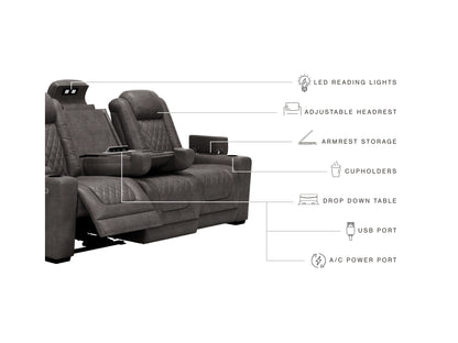HyllMont Dual Power Reclining Sofa - Gray