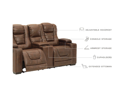 Owner's Box Dual Power Reclining Loveseat with Console - Thyme