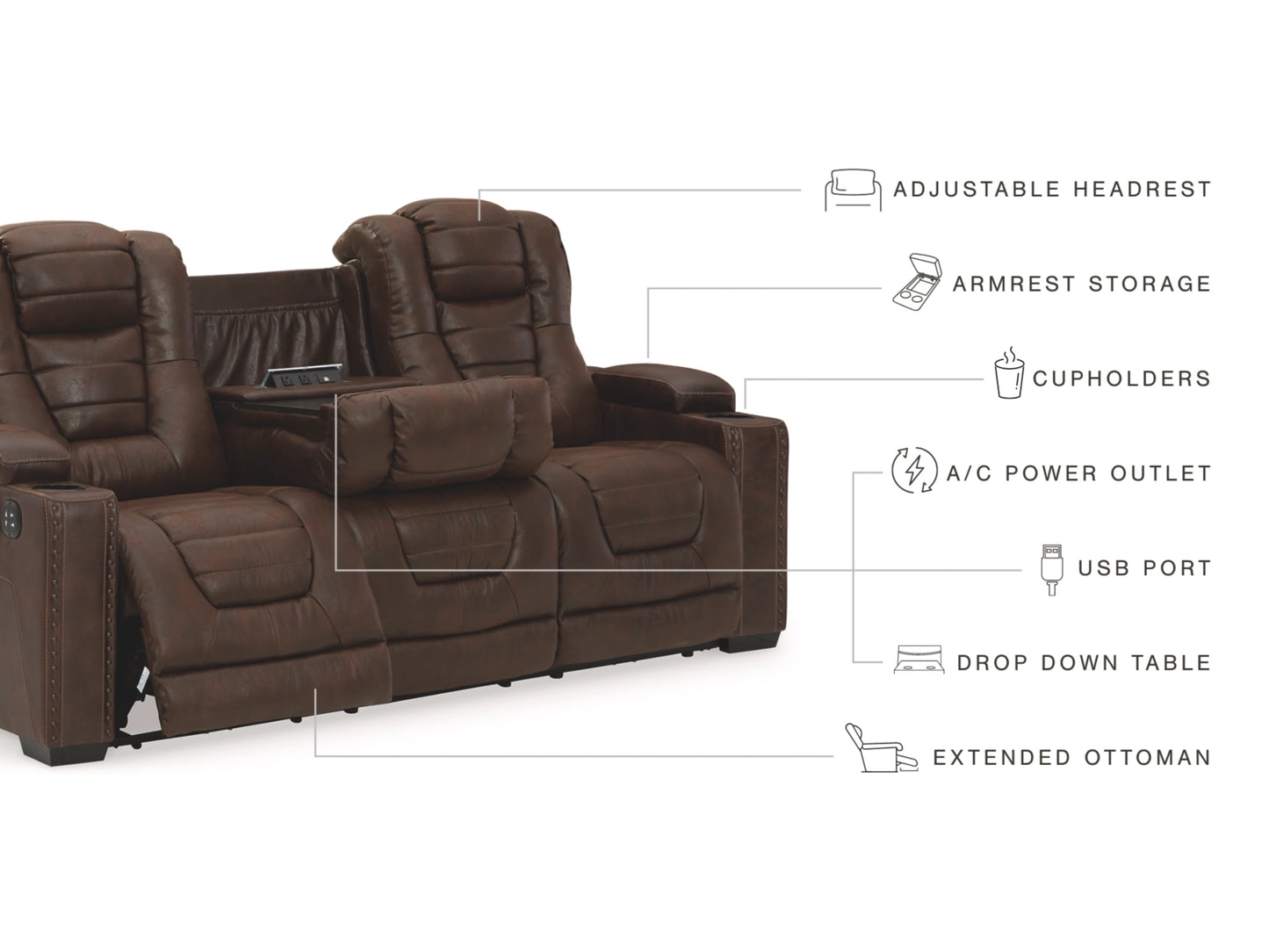 Owner's Box Dual Power Reclining Sofa - Thyme