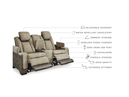 Next-Gen DuraPella Performance Fabric Dual Power Reclining Loveseat with Console - Sand