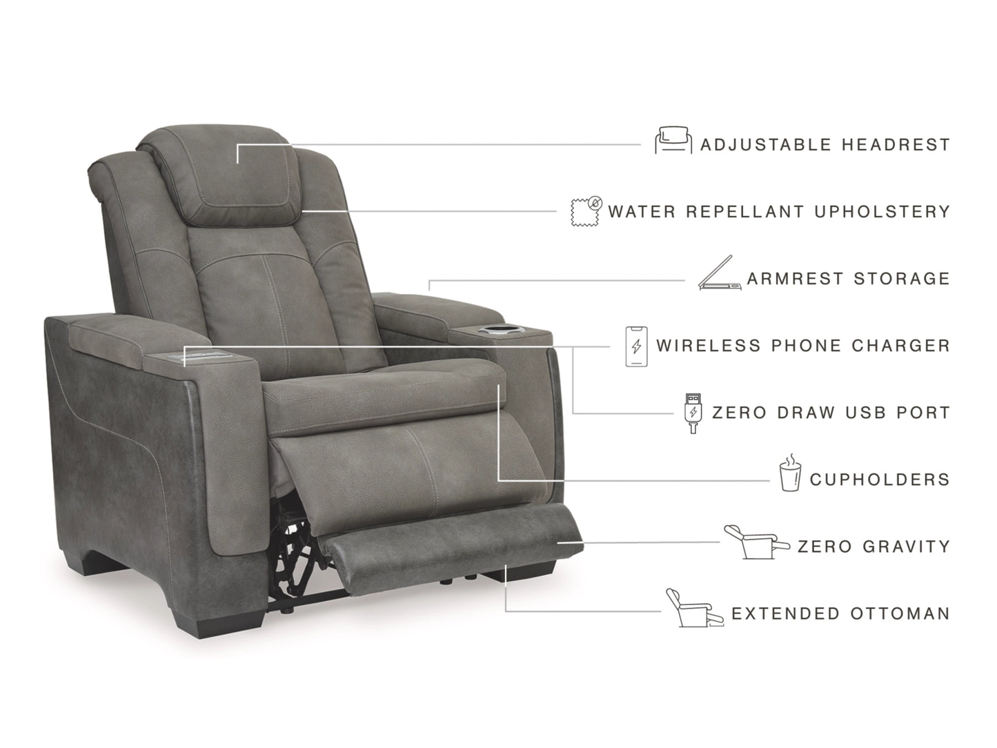 Next-Gen DuraPella Performance Fabric Dual Power Recliner - Slate