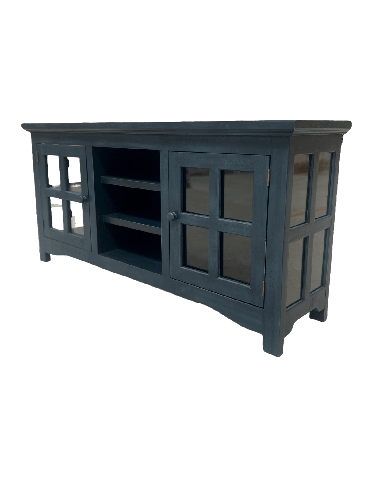Alamo Glass Panel TV Stand (Old Navy Blue)