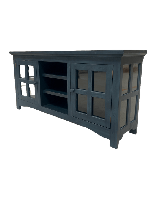Alamo Glass Panel TV Stand (Old Navy Blue)