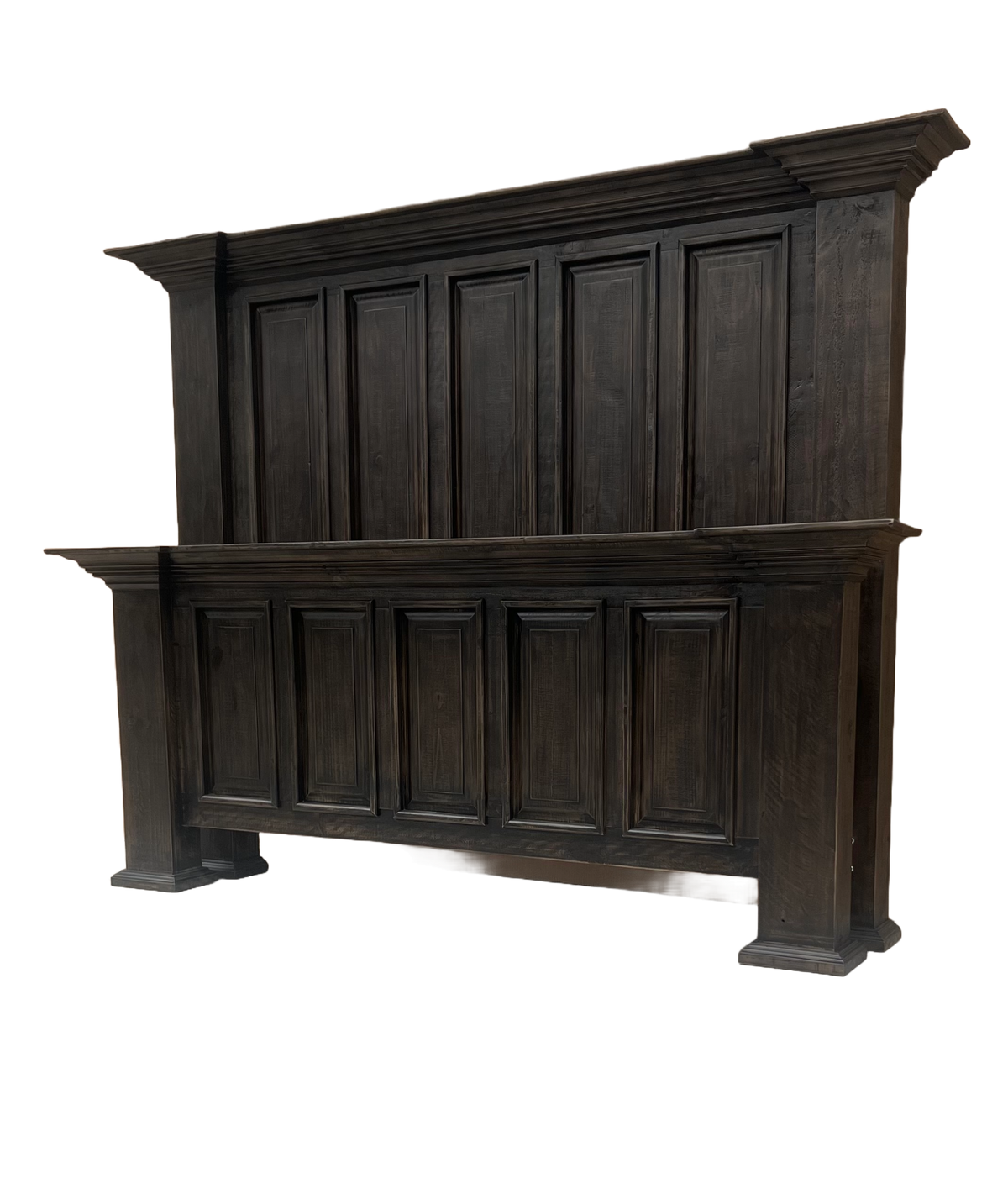 Rustic Style King Bed - Dark Walnut
