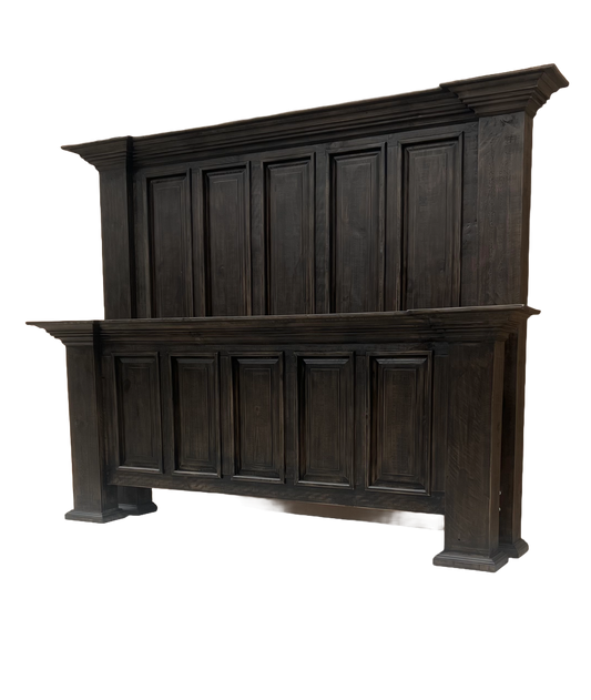 Rustic Style King Bed - Dark Walnut