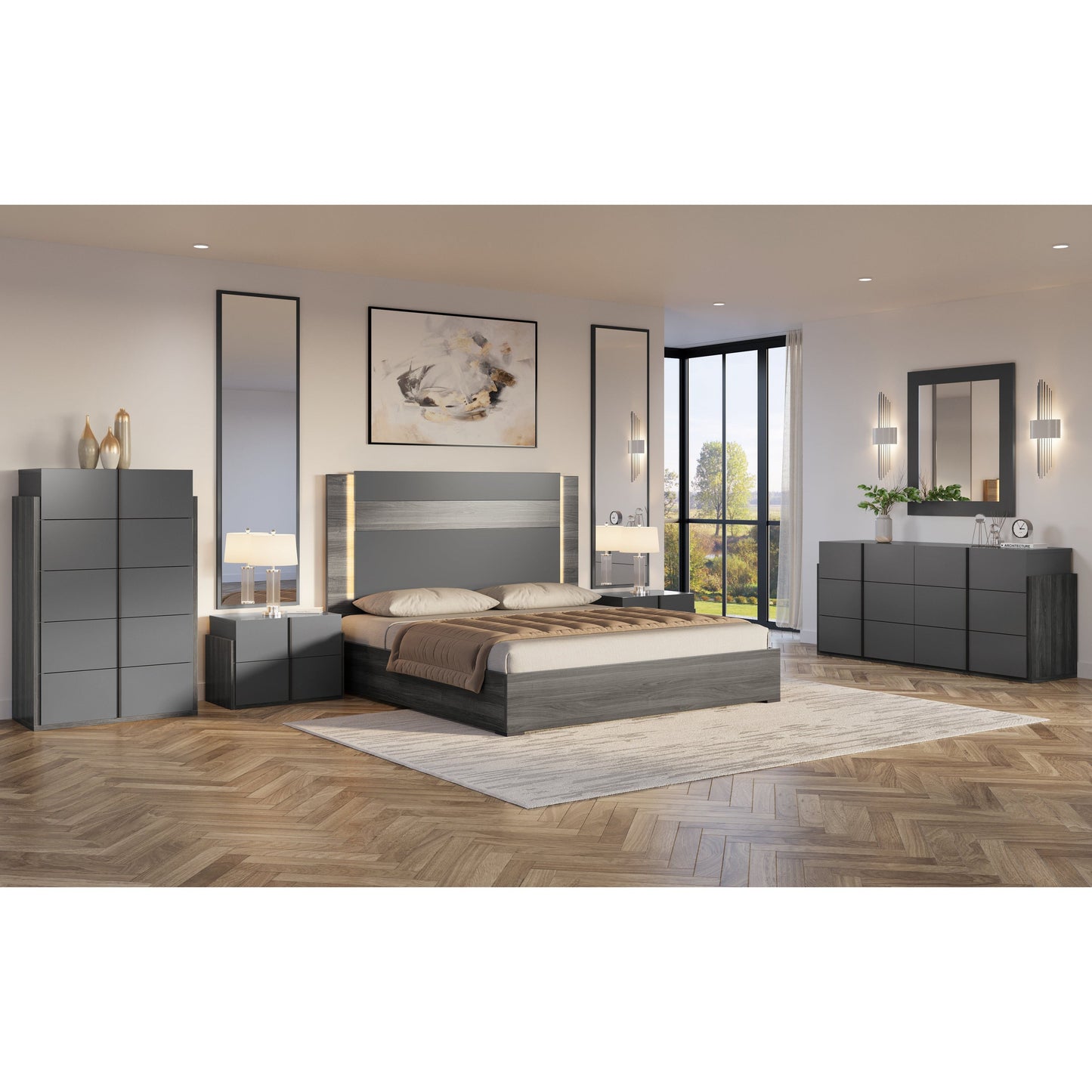 Aryan Collection (Grey) Bedroom Set
