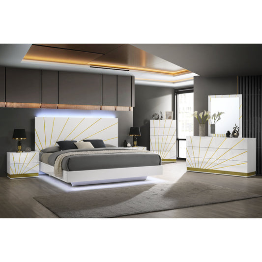 Safa (White/Gold) Bedroom Set