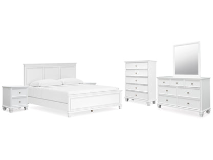 Fortman Panel Bed with Mirrored Dresser, Chest and 2 Nightstands