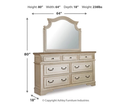 Aris Upholstered Panel Bed with Mirrored Dresser and Nightstand
