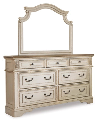 Aris Upholstered Panel Bed with Mirrored Dresser and Nightstand