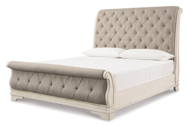 Aris Sleigh Bed with Mirrored Dresser, Chest and Nightstand