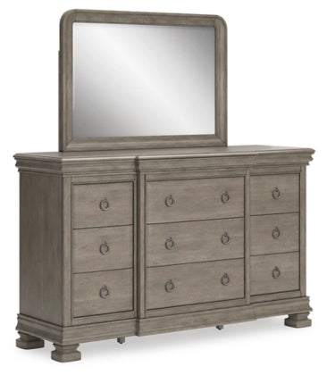 Habana Sleigh Bed with Mirrored Dresser and Nightstand
