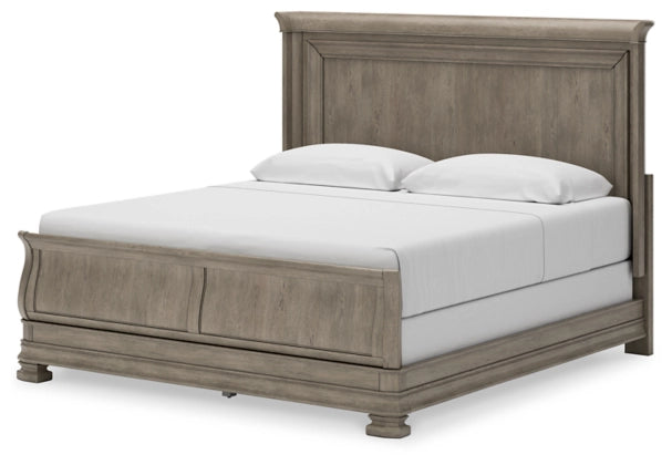 Habana Sleigh Bed with Mirrored Dresser and Nightstand