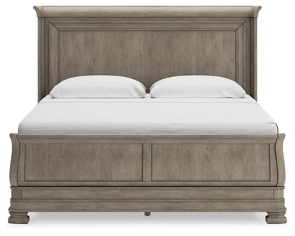 Habana Sleigh Bed with Mirrored Dresser and Nightstand