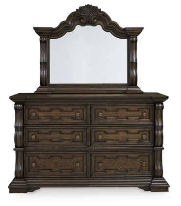 Savannah Upholstered Bed with Mirrored Dresser and Nightstand