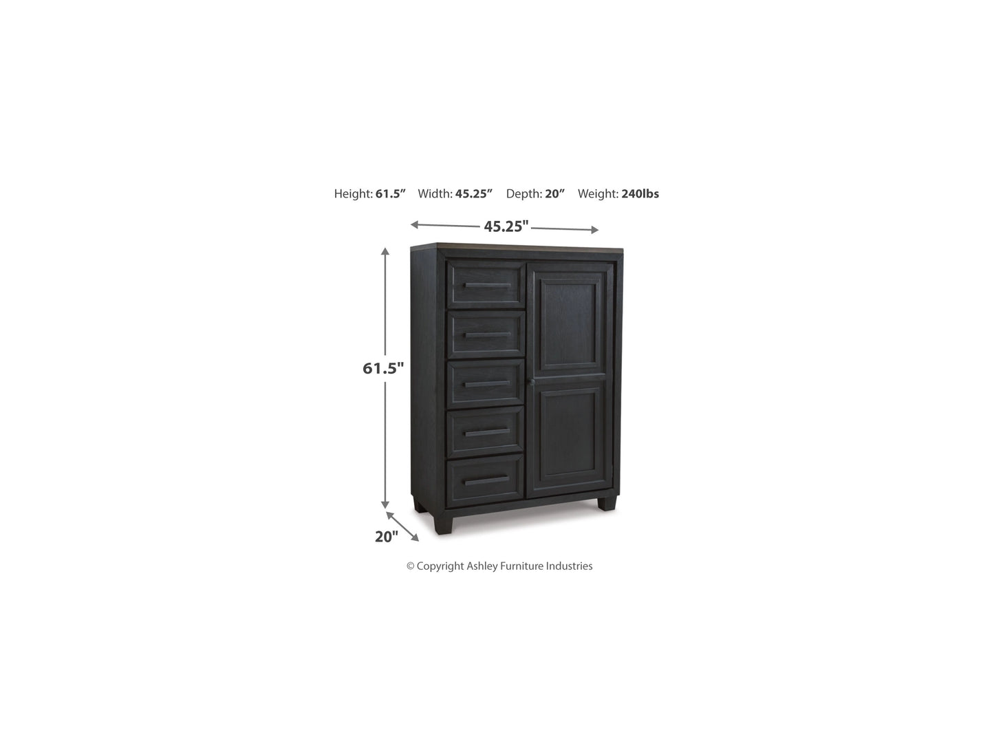 Carolina 5 Drawer Door Chest