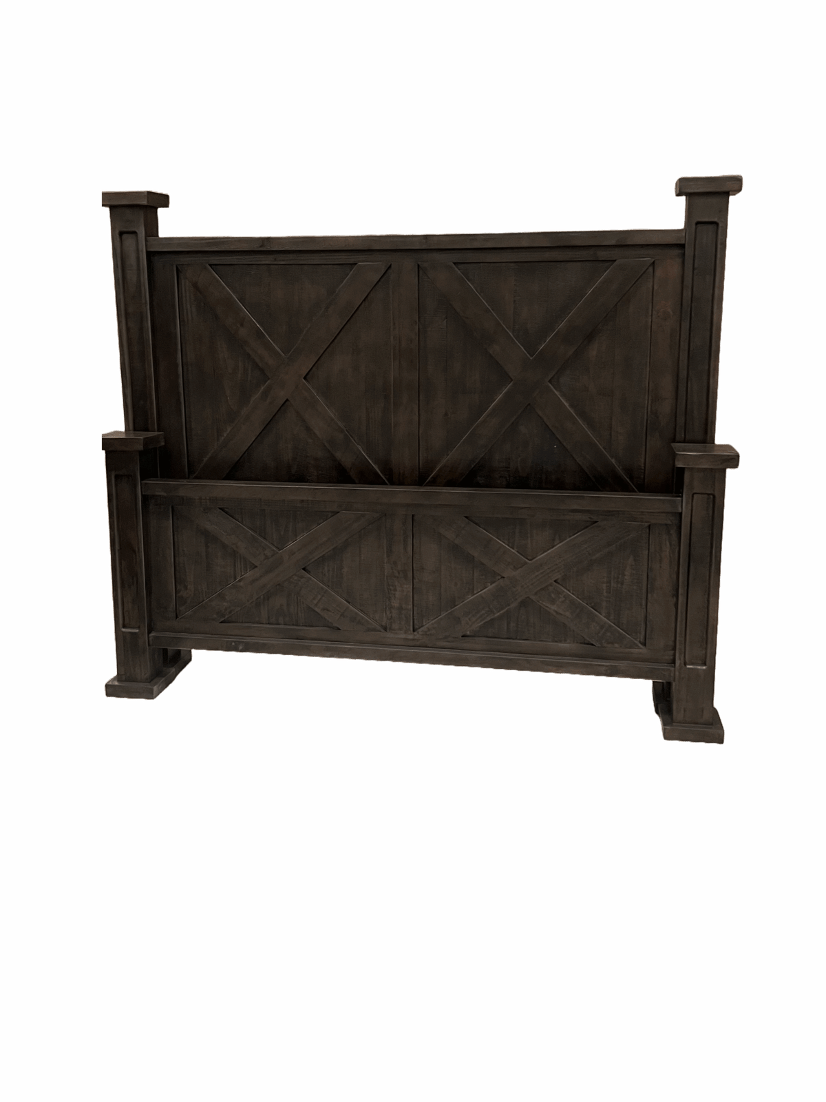 Rustic Farmhouse King Bed - Dark Walnut
