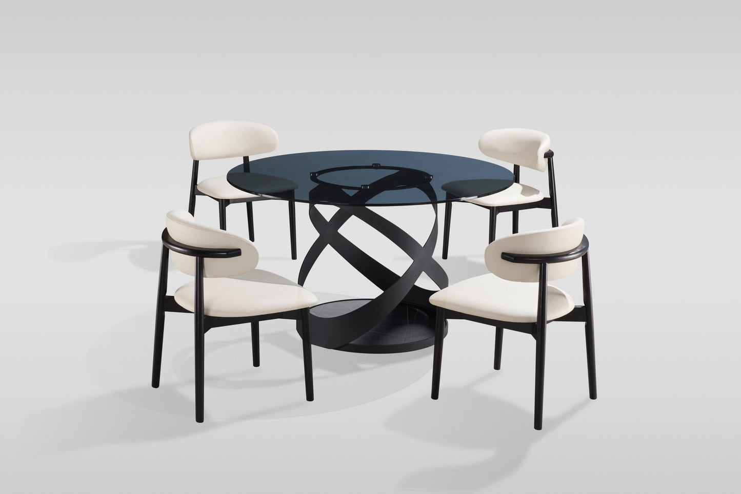 Dimi Dining Set (Smoke Glass/Black)
