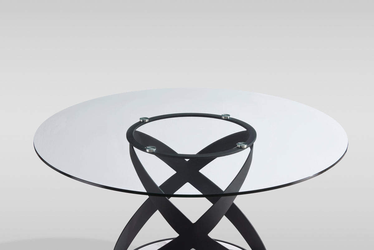 Dimi Dining Set (Clear Glass/Black)