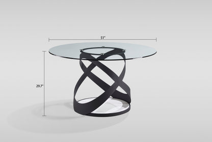 Dimi Dining Set (Clear Glass/Black)