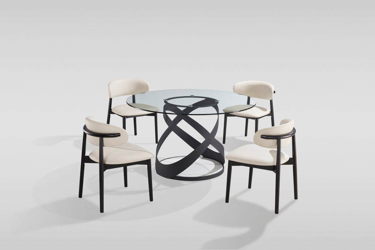 Dimi Dining Set (Clear Glass/Black)