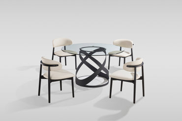 Dimi Dining Set (Clear Glass/Black)