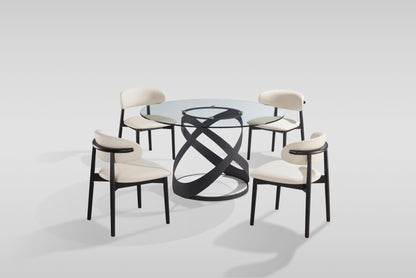 Dimi Dining Set (Clear Glass/Black)